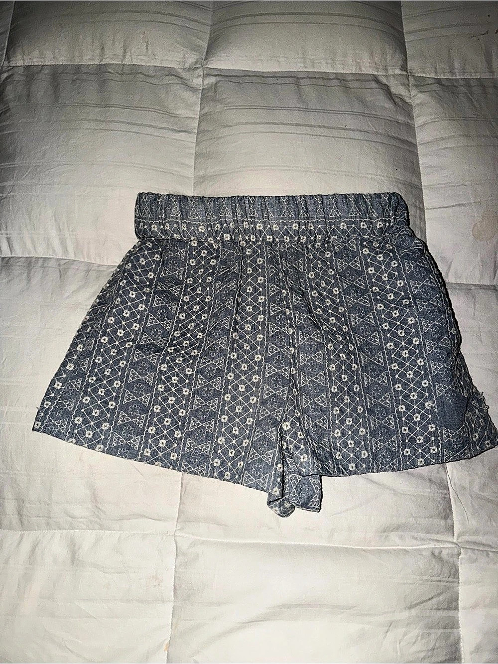 Zara Women's Floral High-Waist Shorts Blue Size S